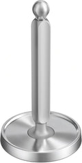theaoo Paper Towel Holder Countertop, One-Handed Tear Paper Towel Stand Dispenser with Damping Function for Kitchen Bathroom, Stainless Steel Paper Towel Holder with Weighted Non-slip Base (1, Silver)