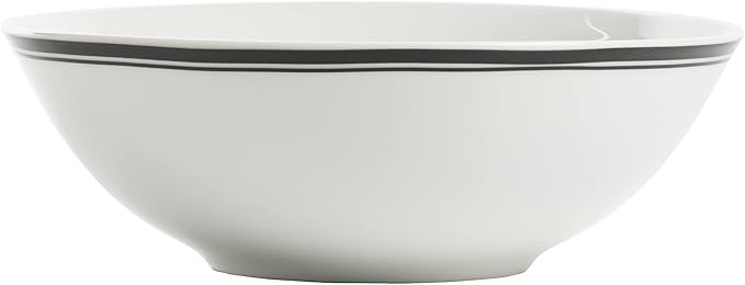 10 Strawberry Street Café Stripe 16 Piece Coupe Dinnerware Set, Black