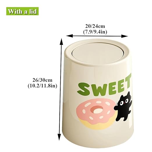 Plastic Trash can with lid, Universal Trash can, Weather-Resistant, Waste Sorting, for Bedroom, Study, Living Room(B,with lid)