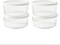 8-Piece Glass Food Storage Containers Set (4 Containers + 4 BPA-Free Lids) | 6.5-Cup, Leakproof | Microwave, Freezer, Oven & Dishwasher Safe | Ideal for Meal Prep & Pantry Organization, White