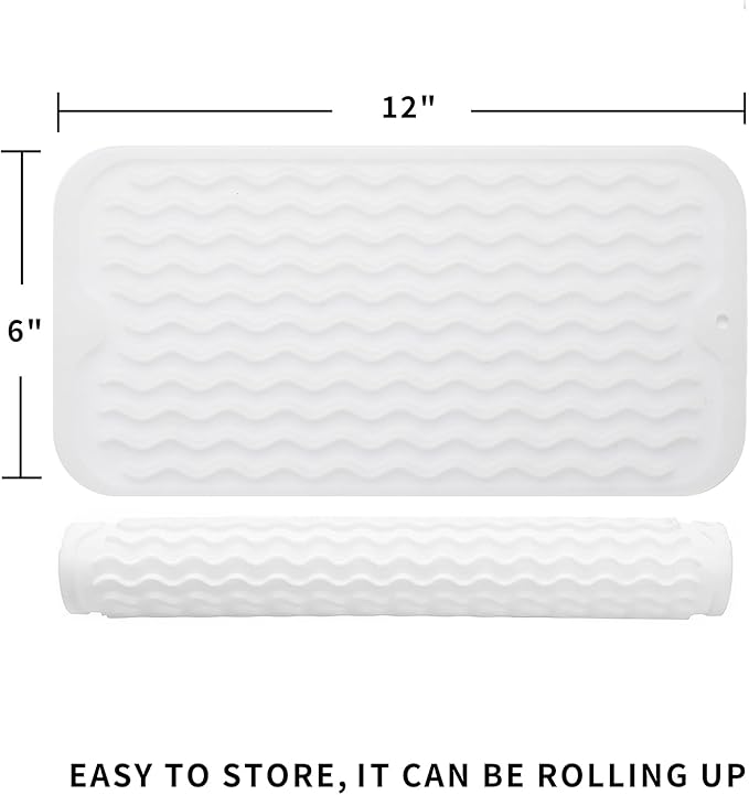 MicoYang Silicone Dish Drying Mat for Multiple Usage,Easy clean,Eco-friendly,Heat-resistant Silicone Mat for Kitchen Counter or Sink,Refrigerator or Drawer Liner Translucent S 12 inches x 6 inches