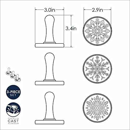 Nordic Ware Snowflake Cookie Stamps (Set of 3), Sturdy Cast Aluminium Cookie Stamp Set, Cookie Press Set Made in the USA, Sturdy and Durable Biscuit Maker Press Set