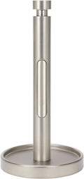 Ivilon Countertop Paper Towel Holder - Weighted Heavy Duty Steel Stand with Non-Slip Base for a Steady One-Handed One Sheet Tear - Fits All Rolls - Brushed Nickel