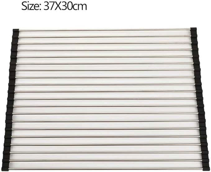 Foldable Silicone Over-the-Sink Dish Drying Rack Roll-Up Drainer Chopstick and Dishes Drain Stainless Steel Convenient