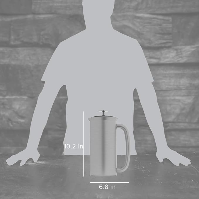 ESPRO Pro P7 Brushed Stainless Steel 304 French Press Coffee Maker for Dad, Patented Double Walled Micro-Filter, Insulated Grit-Free Brew, Heat Resistant BPA Free, 32oz