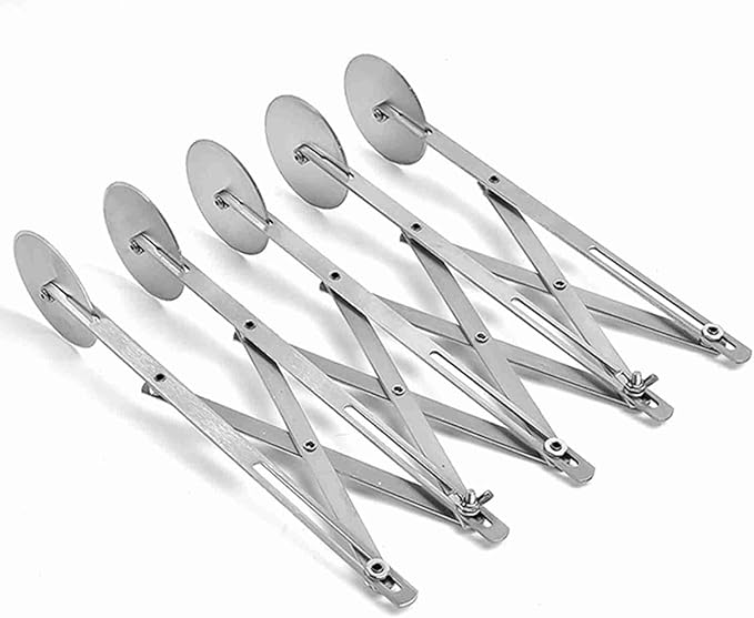 7 Wheel Stainless Steel Pizza Knife Wheel Cutter Adjustable Dough Divider, Silver - Durable Food Grade Material, Even Cutting, Ideal for Baking Pizza and Pastry (5 wheel)