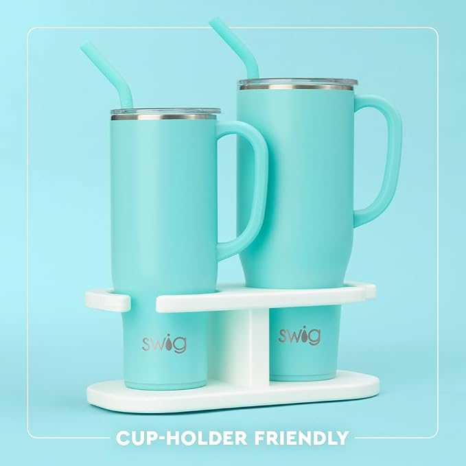 Swig Life 30oz Mega Mug, 30 oz Tumbler with Handle and Straw, Cup Holder Friendly, Dishwasher Safe, Extra Large Insulated Tumbler, Stainless Steel (Cloud Nine)