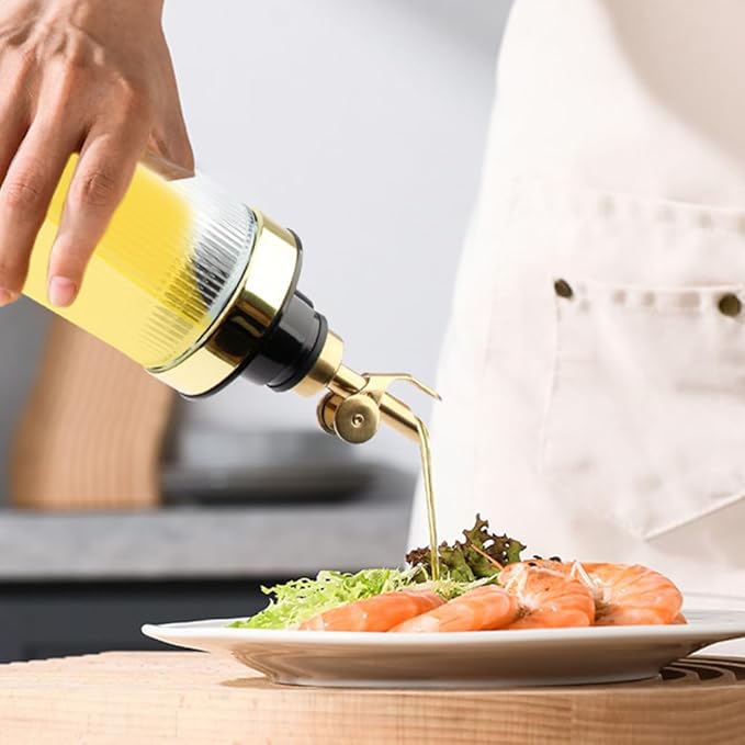 TINMIX Glass Olive Oil Dispenser Bottle for Kitchen 22OZ/650ML Oil and Vinegar Dispenser with Stainless Steel Pour Spout and Labels