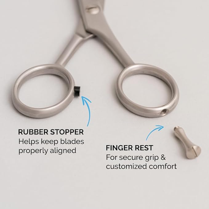 ZEUS Stainless Steel Beard Trimming Scissors with Leather Case, Facial Hair Clipping Tool for Barber Quality Beard & Mustache Trim (Made In Germany)