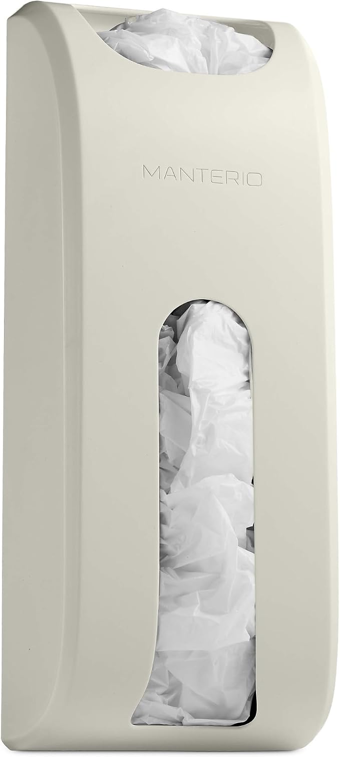 Manterio Wall Mount Plastic Bag Organizer | Durable Plastic Grocery Bag Saver | Smudge Proof, Fingerprint Resistant (Cream)