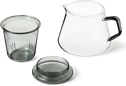 &NE NNS-380 Glass Teapot, Clear Width 4.7 x Depth 4.3 x Height 3.7 inches (12 x 11 x 9.5 cm), Actual Capacity 10.1 fl oz (300 ml), Heat Resistant Glass, Includes Lid, Microwave and Dishwasher Safe