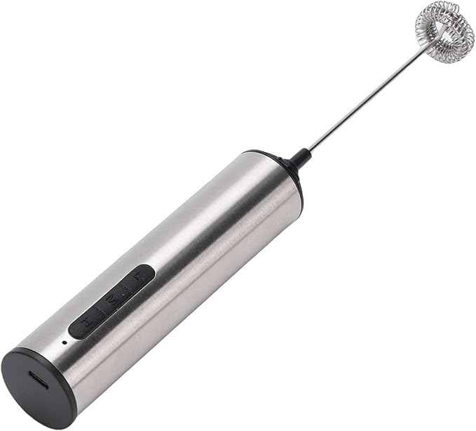 USB Rechargeable Milk Frother Wand, Handheld Electric Whisk & Drink Mixer for Coffee, Lattes, Baking - Fast Foam Maker, Compact & Portable