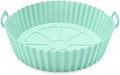 Silicone Air Fryer Liner, Round Reusable Basket, Mint Green, with Handles