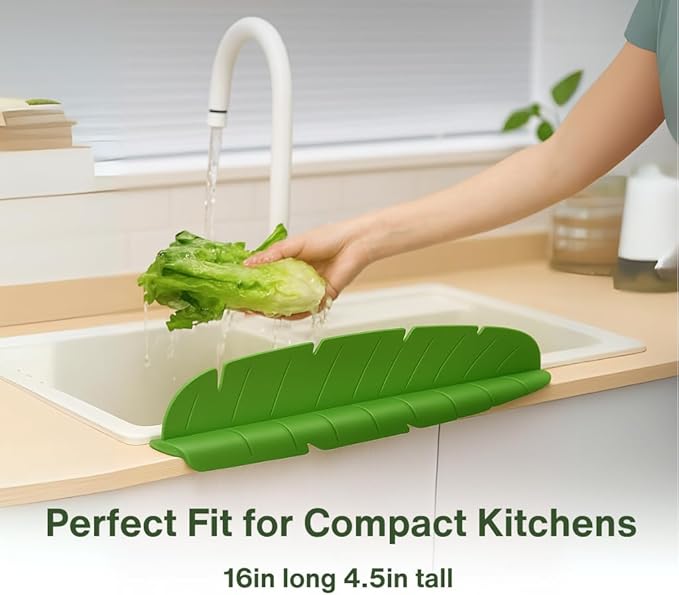 Silicone Kitchen Sink Splash Guard Banana Leaf Shape – Colorful Silicone Sink Splash Guard with Suction Cups, Water Protector for Small Kitchen Sink, Bathtub & Counter by Giftly Moment