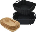 160Pcs 9.5x5 Bread Pan Liners+2 Pack Reusable Silicone Air fryer basket liners