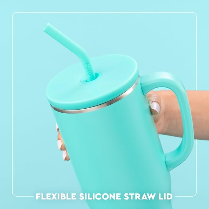 Swig Life 40oz Mega Mug, 40 oz Tumbler with Handle and Straw, Cup Holder Friendly, Dishwasher Safe, Extra Large Insulated Tumbler, Stainless Steel (Garden Party)