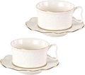 KAMMAK Tea Cups and Saucers Set of 2, Porcelain Coffee Cups with Saucers, Ceramic Espresso Mugs for Coffee, Latte, Americano, Tea, 7.8oz Elegant Teacup and Saucer (YFH3)