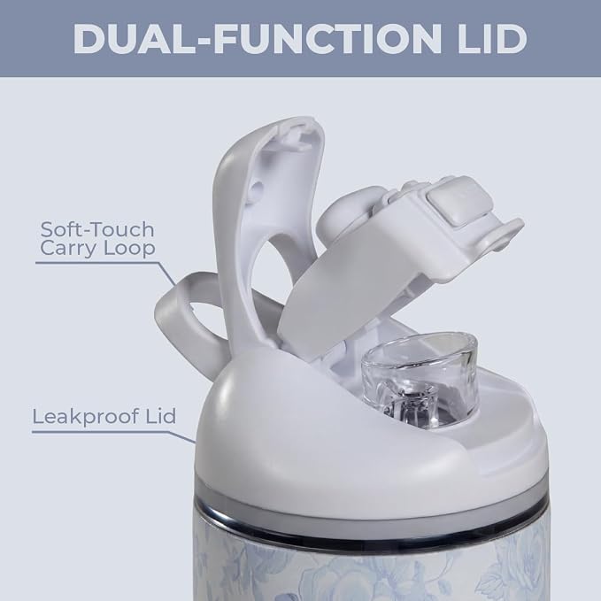 HydroJug Ease2o Water Bottle with Straw & Chug Lid, Stainless Steel, Vented Cap to Help Reduce Pressure, Water-Level Window, Cup Holder Friendly, Non-Slip Base – 24oz, Cherish