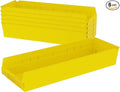 Akro-Mils 30184 Plastic Shelf Bins, Heavy Duty Storage Bins for Garage, Closet, and Drawer Organization, 24" x 8" x 4", Yellow, 6-Pack