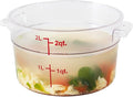 Restaurantware Met Lux 2 Quart Food Storage Container, 1 Round Commercial Storage Container - Lid Sold Separately, With Volume Markers, Clear Plastic Food Prep Bucket, Space-Saving Storage