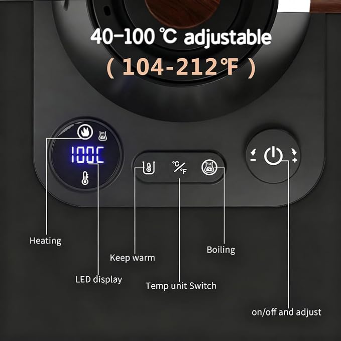 Gooseneck Electric Kettle,Pour Over Kettle for Coffee and Tea,Intelligent Temperature Control,Quick Heating,Keep Warm Function,1200W/0.9L (Black)
