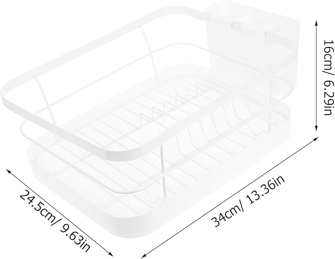 Garneck Kitchen Dish Drying Rack Over Sink, White Large Capacity Plate and Bowl Drainer with Chopstick Holder, Countertop Storage Organizer for Home Kitchen, Holds 9 Plates and 12 Bowls