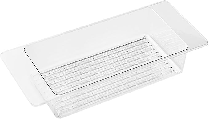 Transparent Plastic Dish Drying Rack Over the Kitchen Sink, Dish Drainer with Widened Handle, Dish Rack Vegetables and Fruits