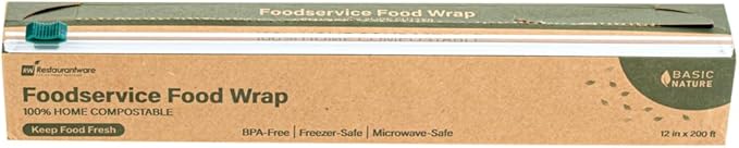 Restaurantware Basic Nature 12" x 200' Food Wrap 1 Microwavable Cling Wrap - With Built-In Slide Cutter Freezable Clear Plastic Kitchen Food Wrap Durable For Restaurant Cafes And Delis