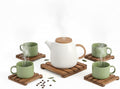 LO-MAS Premium Handmade Wooden Trivet Set (1-15x15, 4-5x5) – Heat Resistant Hot Pad for Kitchen, Table and Counter Protector, Wooden Coaster for Hot Pots, Pans, Bowls, Tea, Coffee,