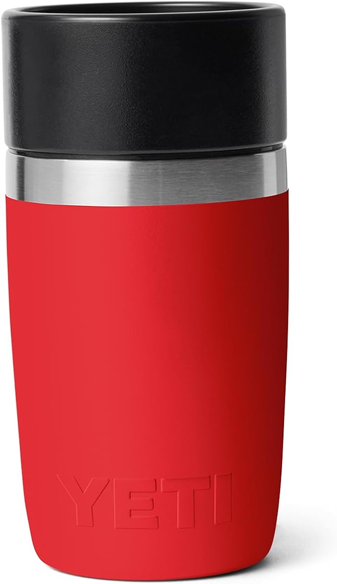 YETI Rambler 8 oz Travel Bottle, Stainless Steel, Vacuum Insulated with Leakproof Commuter Cap, Rescue Red