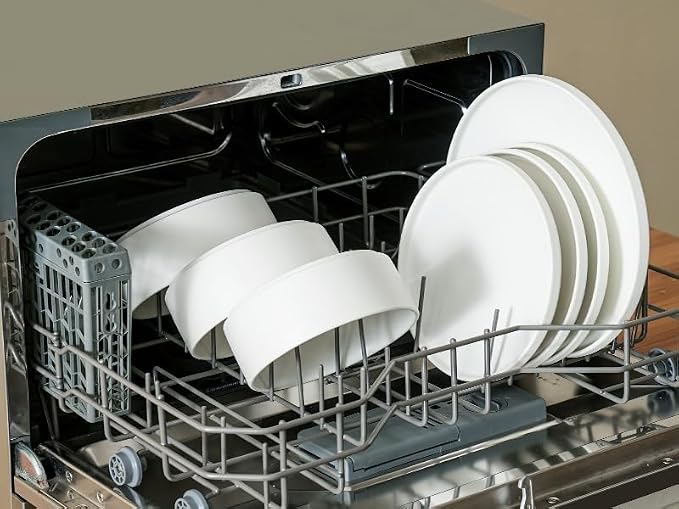 12 Piece Ceramic Plates and Bowls Sets for 4, Modern White | Stoneware Dinnerware Set, Dishwasher & Microwave Safe, Handcrafted, Perfect for Family and Gatherings