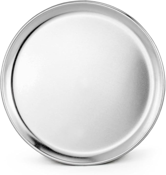 New Star Foodservice Restaurant-Grade Aluminum Pizza Pan, Baking Tray, Coupe Style, 10 Inch, Pack of 6