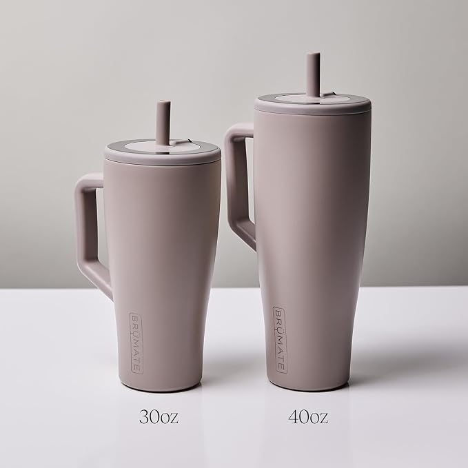 BrüMate Era 30 oz Tumbler with Handle & Straw | 100% Leakproof Insulated Water Bottle Tumbler with Lid & Flexible SoftSip Straw | Made of Stainless Steel | Cup Holder Friendly | 30oz (Clementine)