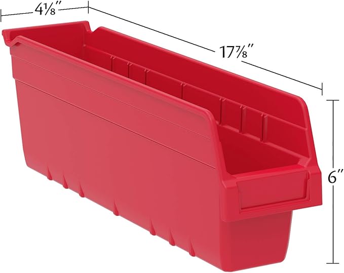 Akro-Mils 30048 Plastic Nesting ShelfMax Storage Bin Box, (18-Inch x 4-Inch x 6-Inch), Clear, (8-Pack)
