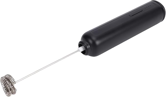 Zerone Milk Frother Handheld Rechargeable Electric Whisk, 10000 RPM, 3 Speeds for Lattes, Cappuccinos, and Hot Chocolate, Perfect for Home or Office Use (Black)