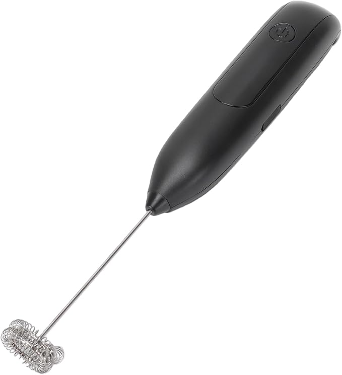 AMONIDA Handheld Milk Frother Wand, Electric Milk Foamer, Cordless USB Rechargeable Drink Mixer with One Button Operation, Ideal for Coffee Hot Chocolate Protein Foam (Black)