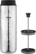 Titanium Water Bottle French Press Pot Milk Frother Coffee Cups Double Layer Thermal Insulation (lce flower)