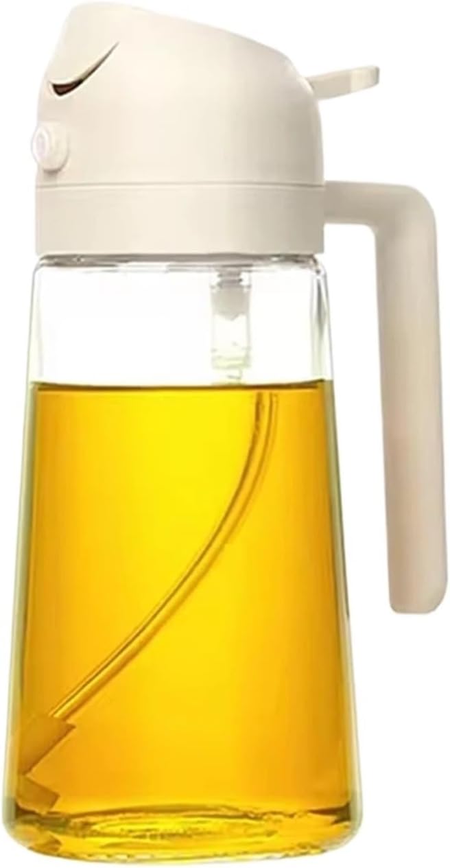 Oil Sprayer, 2-in-1 Sprayer Pourer Oil Empty Bottle Plastic Container Dispenser Vaporizer Kitchen Barbecue Camping Cooking Utensils,for Kitchen, Air Fryer(1Pcs White)