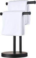 Black Hand Towel Holder Stand, Double Towel Rack T-Shape Hand Towel Stand for Bathroom Countertop, SUS304 Stainless Steel (Matte Black) SHUNLI