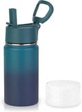 Volhoply 14oz KIds Stainless Steel Insulated Leakproof Bottles Water Bottle with Straw Lid and Silicone Boot,BPA-Free Easy Use for Boys&Girls,Double Wall Vacuum Bottles(Dark Night,1)