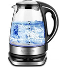 QUEENSENSE 1.7L Blue LED Light Electric Hot Water Glass Kettles