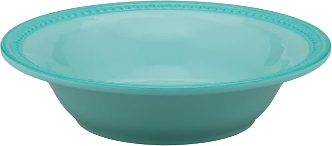 UPware 12 Piece Beaded Melamine Dinnerware Sets, Outdoor Dishes Set, Plates and Bowls Sets, Service for 4, Aqua Blue