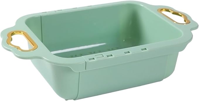 Expandable Dish Drying Rack Over the Kitchen Sink, Thick PP Dish Drainer, Dish Rack Vegetables and Fruits Strainer(Green)