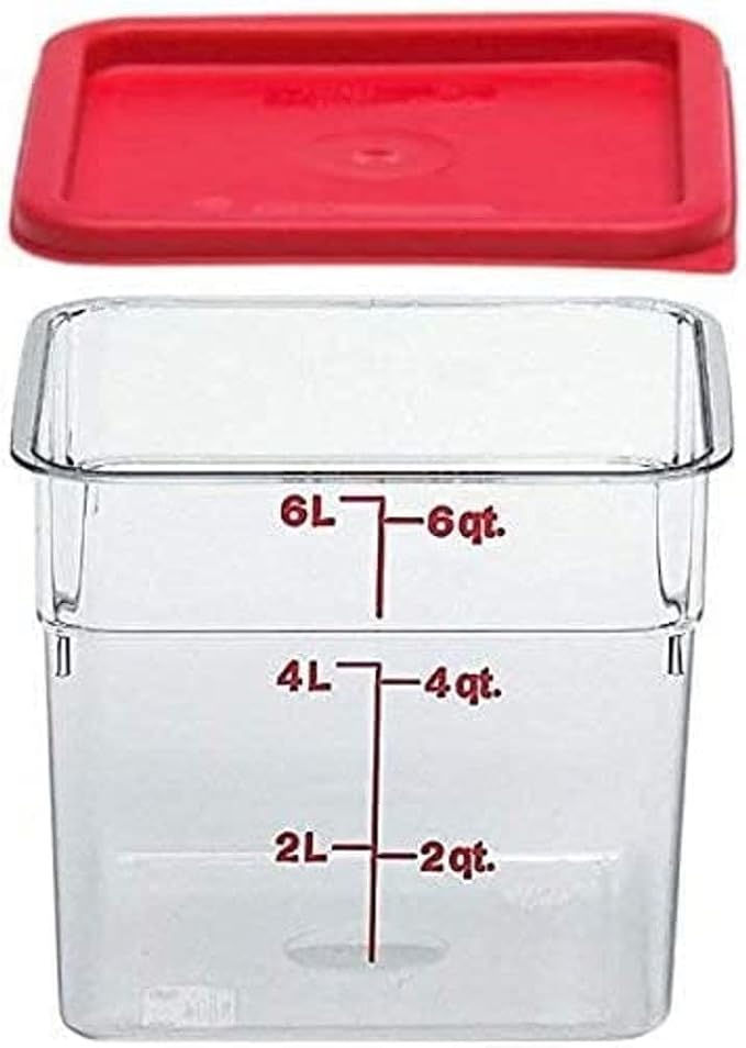 Cambro 6SFSCW135 Camsquare Food Container, 6-Quart, Polycarbonate, Clear, NSF with Lid