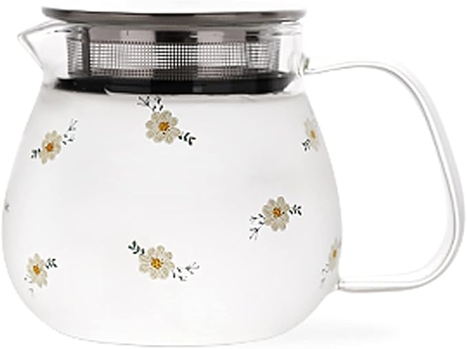 Water Pitcher High Borosilicate Glass Pitcher with Filter Cover Cute Cold Water Jug Small Teapot for Juice Milk Hot and Cold Drinks（16.5 Oz） Ice Tea Pitchers (Color : A)