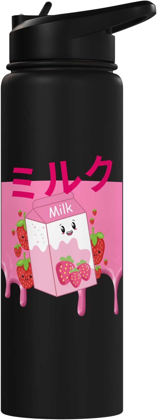 Retro 90s Japanese Kawaii Strawberry Milk Shake Carton Funny Stainless Steel Insulated Water Bottle