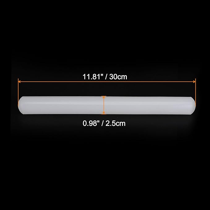 HARFINGTON Fondant Rolling Pin PP 30cm x 2.5cm Non Stick for Baking White
