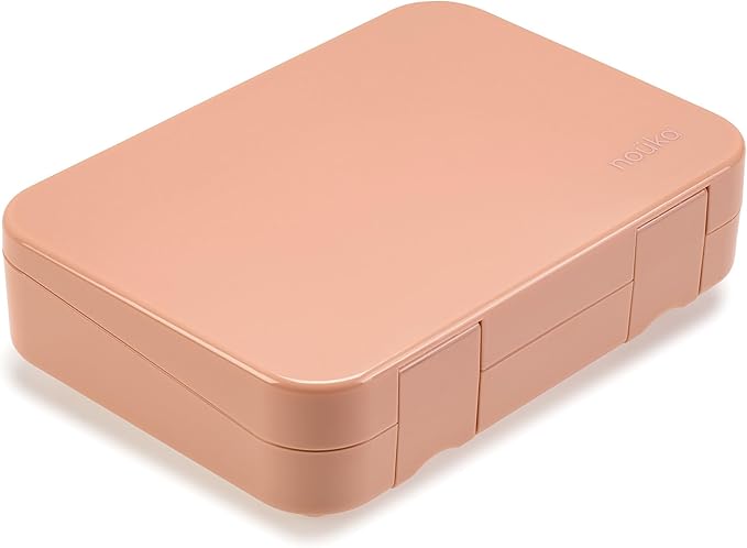 nouka Chill Bento Lunch Box | Easy to Open Latches | Spill Proof Design | 6-Compartment Removable Tray | Soft Blush