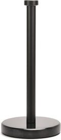 Paper Towel Holder Countertop, Heavy Weighted Black Marble Paper Towels Holder for Kitchen Counter, Modern Standing Papertowel Roll Holders(Matte Black Stainless Steel Bar, Black Natural Marble Base)