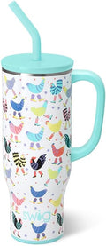 Swig Life 30oz Mega Mug, 30oz Tumbler with Handle and Straw, Large Insulated Tumblers, Cup Holder Friendly Travel Mug, Stainless Steel 30 oz Tumbler, Reusable Insulated Water Bottle (Funky Chicken)
